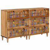Credenza 2 pcs Naturale 60 x 33 x 75 cm Legno di mango massello