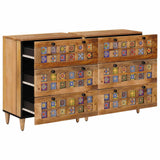 Credenza 2 pcs Naturale 60 x 33 x 75 cm Legno di mango massello