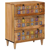 Credenza 2 pcs Naturale 60 x 33 x 75 cm Legno di mango massello
