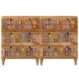 Credenza 2 pcs Naturale 60 x 33 x 75 cm Legno di mango massello