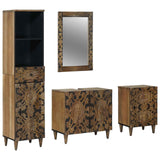 Set di mobili per il bagno con cassetto con porta 4 pcs Marrone