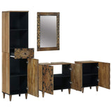 Set di mobili per il bagno con cassetto con porta 4 pcs Marrone