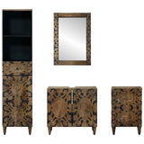 Set di mobili per il bagno con cassetto con porta 4 pcs Marrone