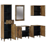 Set di mobili per il bagno con cassetto con porta 5 pcs Marrone