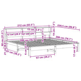 Giroletto senza Materasso Bianco 200x200 cm Legno Massello Pino