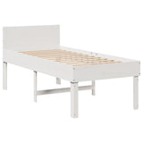 Letto senza Materasso Bianco 75x190 in Legno Massello di Pino