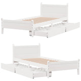 Letto senza Materasso Bianco 90x200 cm Legno Massello di Pino
