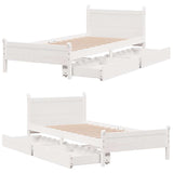 Letto senza Materasso Bianco 90x190 cm in Legno Massello Pino