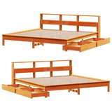 Letto Libreria senza Materasso Marrone Cera 200x200 cm in Pino