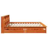 Letto Libreria senza Materasso Marrone Cera 180x200 cm in Pino