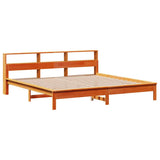 Letto Libreria senza Materasso Marrone Cera 180x200 cm in Pino