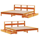 Letto Libreria senza Materasso Marrone Cera 180x200 cm in Pino