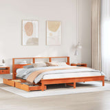 Letto Libreria senza Materasso Marrone Cera 180x200 cm in Pino