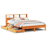 Letto Libreria senza Materasso Marrone Cera 160x200 cm in Pino