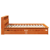 Letto Libreria senza Materasso Marrone Cera 160x200 cm in Pino