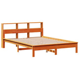 Letto Libreria senza Materasso Marrone Cera 160x200 cm in Pino