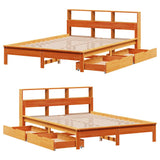 Letto Libreria senza Materasso Marrone Cera 160x200 cm in Pino
