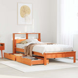 Letto Libreria senza Materasso Marrone Cera 90x200 cm in Pino