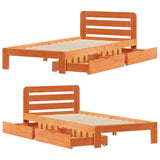 Letto senza Materasso Marrone Cera 90x190 cm in Legno di Pino