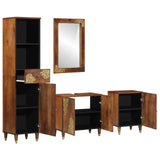 Set di Armadi da Bagno con cassetto 4 pcs Marrone miele
