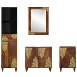 Set di Armadi da Bagno con cassetto 4 pcs Marrone miele