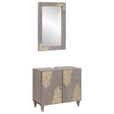 Set di Armadi da Bagno 2 pcs Grigio Legno di mango massello