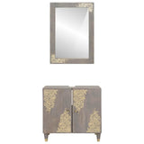 Set di Armadi da Bagno 2 pcs Grigio Legno di mango massello