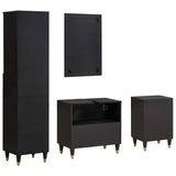 Set di Armadi da Bagno 4 pcs Nero Legno di mango massello