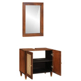 Mobile da Bagno 2 pcs Nero e Oro Legno di mango massello