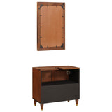 Mobile da Bagno 2 pcs Nero e Oro Legno di mango massello