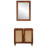 Mobile da Bagno 2 pcs Nero e Oro Legno di mango massello