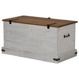 Cassapanca HALDEN Bianco 91x48x47 cm in Legno Massello di Pino