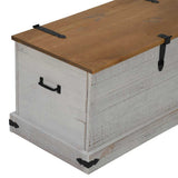 Cassapanca HALDEN Bianco 91x48x47 cm in Legno Massello di Pino