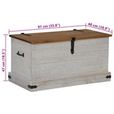 Cassapanca HALDEN Bianco 91x48x47 cm in Legno Massello di Pino