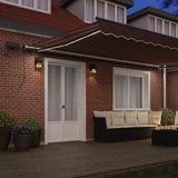 Tenda da Sole Retrattile Manuale con LED Marrone 500x300 cm