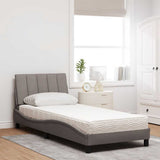 Letto con Materasso Hanko Tortora 80x200 cm in Tessuto