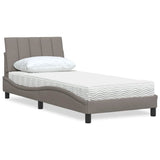 Letto con Materasso Hanko Tortora 80x200 cm in Tessuto