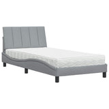 Letto con Materasso Hanko Grigio Chiaro 100x200 cm in Tessuto
