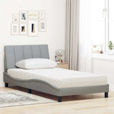 Letto con Materasso Hanko Grigio Chiaro 100x200 cm in Tessuto