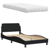 Letto con Materasso Hanko Nero 100x200 cm in Tessuto