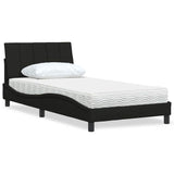 Letto con Materasso Hanko Nero 100x200 cm in Tessuto