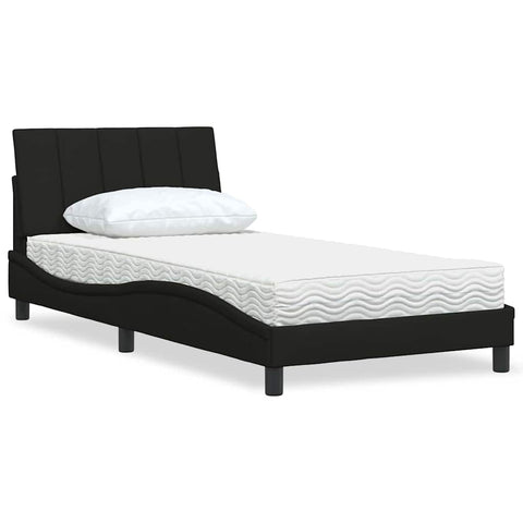 Letto con Materasso Hanko Nero 100x200 cm in Tessuto