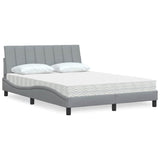 Letto con Materasso Hanko Grigio Chiaro 120x200cm Tessuto