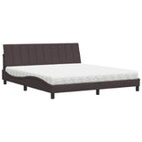 Letto con Materasso Hanko Marrone Scuro 180x200cm Tessuto