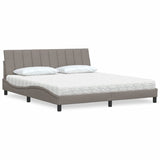 Letto con Materasso Hanko Tortora 180x200 cm in Tessuto