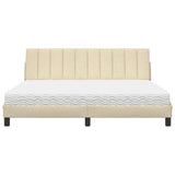 Letto con Materasso Hanko Crema 180x200 cm in Tessuto