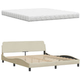 Letto con Materasso Hanko Crema 180x200 cm in Tessuto