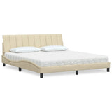 Letto con Materasso Hanko Crema 180x200 cm in Tessuto