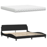 Letto con Materasso Hanko Nero 200x200 cm in Tessuto