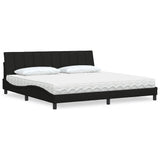 Letto con Materasso Hanko Nero 200x200 cm in Tessuto